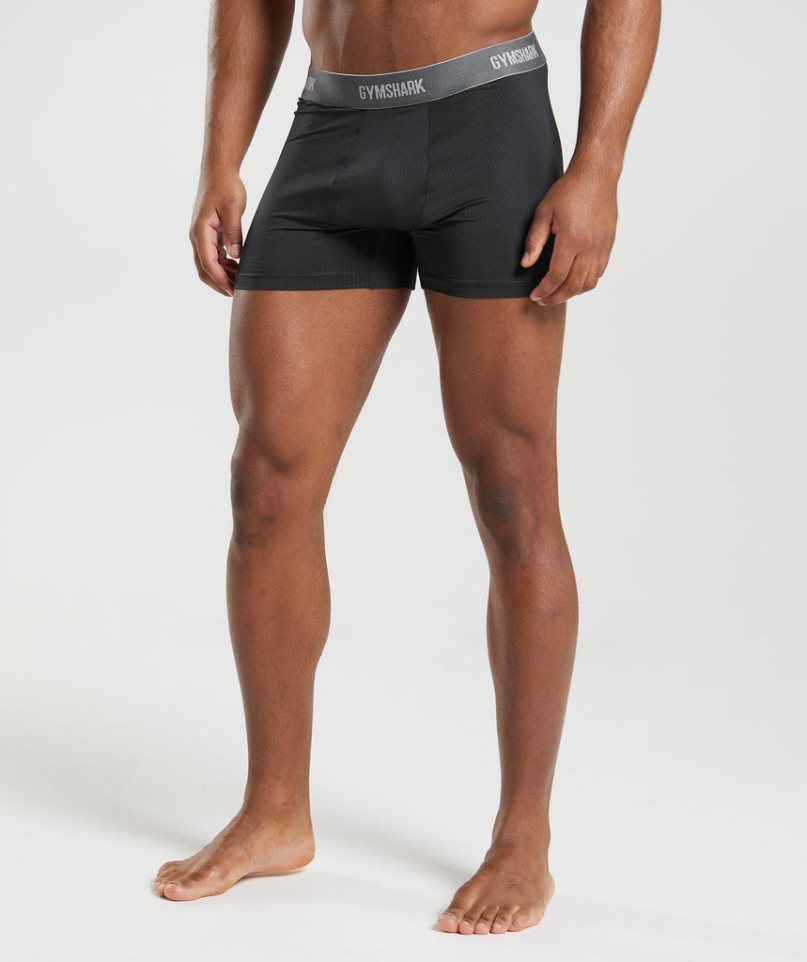 Men's Gymshark Sports Tech Boxers 2pk Underwear Black / Olive | NZ 4HMUAX